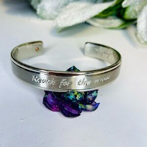 Silver Cuff Bracelet Reach for the Moon